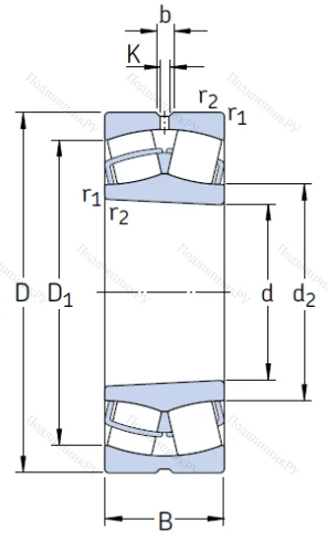 Сферический роликовый подшипник с конической посадкой на вал 22209 EK