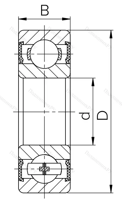 Шариковый однорядный подшипник 1000805 2RS (6805 2RS)