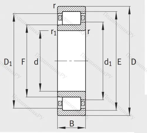 Роликовый цилиндрический подшипник NJ 2311 E XL TVP 2 от производителя  FAG
