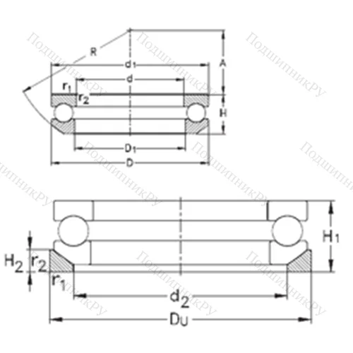 Подшипник шариковый упорный 53238+U 238