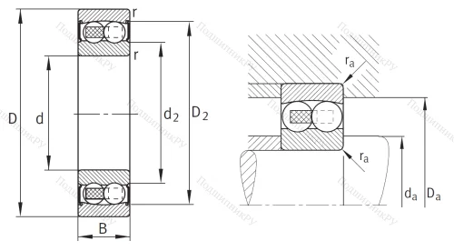 Двухрядный шариковый подшипник 2311 TVH C 3 от производителя  FAG