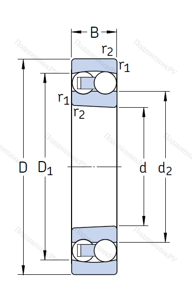 Двухрядный шариковый подшипник 2308 EKTN 9/C 3