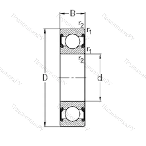 Подшипник шариковый радиальный 6303-2RS 2