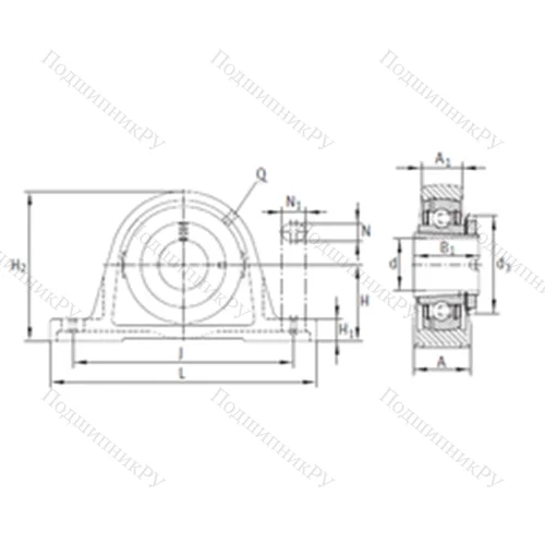 Подшипниковый узел шариковый радиальный RASEA 50-N