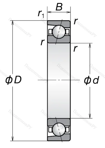 Однорядный шариковый подшипник 7014 AW от производителя  NSK