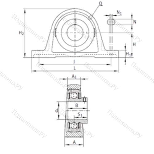 Подшипниковый узел шариковый радиальный PASEY 1-7/16