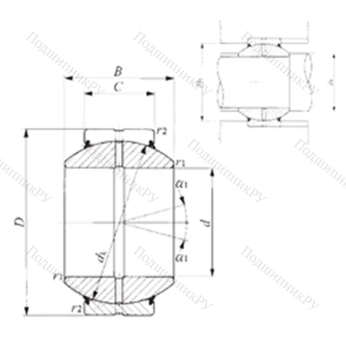 Подшипник скольжения сферический GE 180GS-2RS