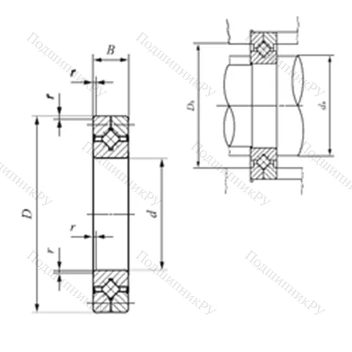 Подшипник роликовый упорно-радиальный с четырехточечным контактом CRB 25025 UU