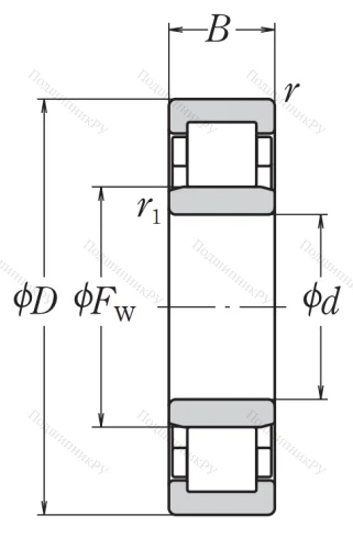 Роликовый цилиндрический подшипник NU 312 ET от производителя  NSK