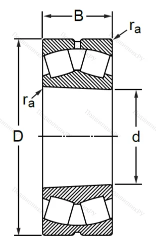 Сферический роликовый подшипник с конической посадкой на вал 113518 Н (22218 KMBW 33)