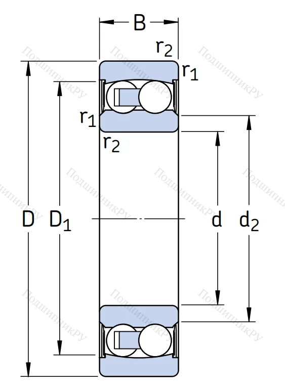 Двухрядный шариковый подшипник 2208 E-2RS 1TN 9