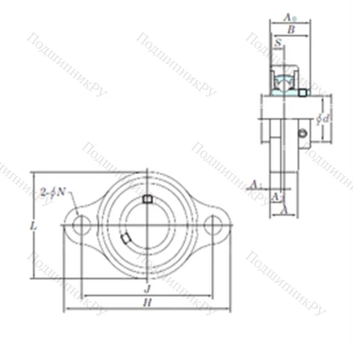 Подшипниковый узел шариковый радиальный USFL 002S 6