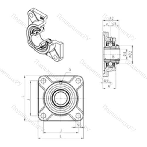 Подшипниковый узел шариковый радиальный UKF 212H