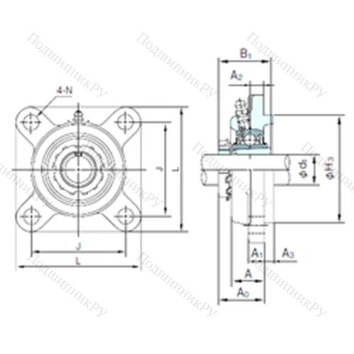 Подшипниковый узел шариковый радиальный UKFS 328+H 2328