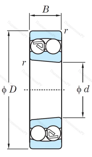 Двухрядный шариковый подшипник 2308 K MG от производителя  KOYO