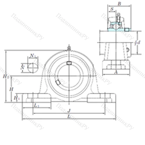 Подшипниковый узел шариковый радиальный UCP 209-27 от производителя  KOYO