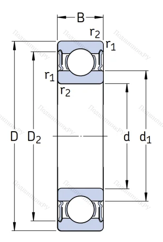 Шариковый однорядный подшипник 180211 (6211 2RS) в Ижевске