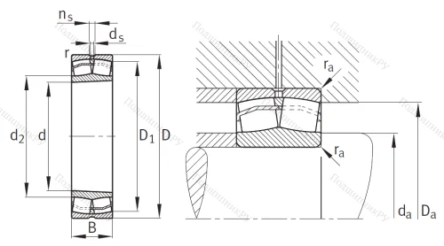 Сферический роликовый подшипник с конической посадкой на вал 22224 E 1 XL K от производителя  FAG