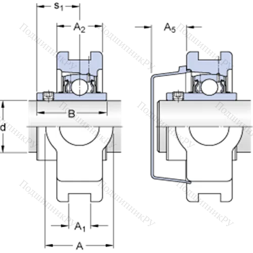 Натяжные подшипниковые узлы типа Y (литой корпус, крепление стопорными винтами) TU 1.11/16 TF