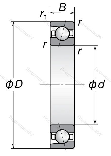 Радиально-упорный шариковый подшипник 7011 ACM (46111 Л ГОСТ)