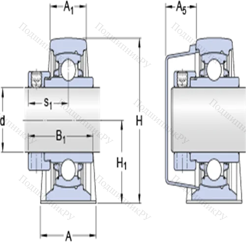 Стационарные подшипниковые узлы типа Y (литой корпус, крепление стопорными винтами) SY 1.1/4 WDW