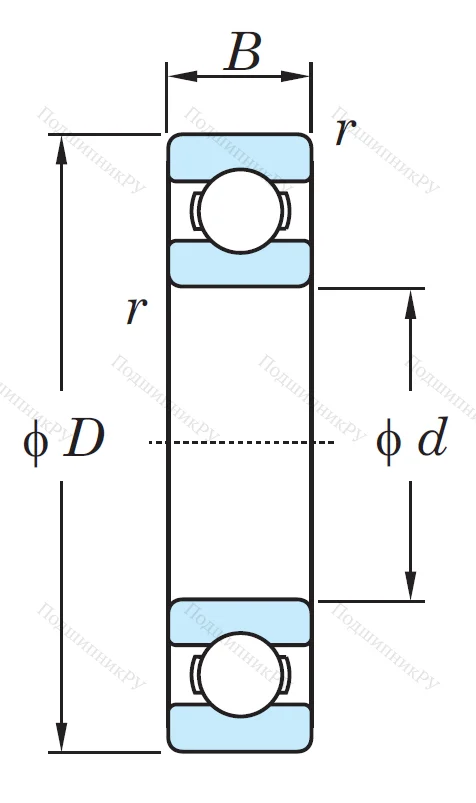 Однорядный шариковый подшипник 6006 C 3