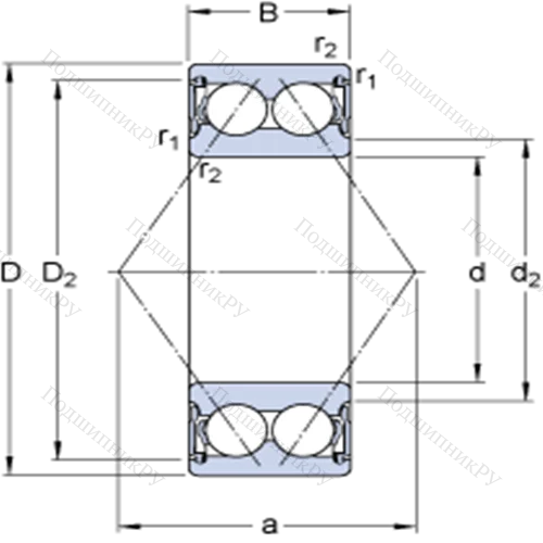 Двухрядные радиально-упорные шарикоподшипники 3302 A-2RS 1 от производителя  SKF