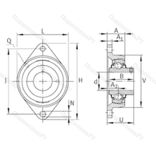 Подшипниковый узел шариковый радиальный RCJTY 7/8
