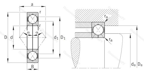Радиально-упорный шариковый подшипник QJ 210 MPA от производителя  FAG