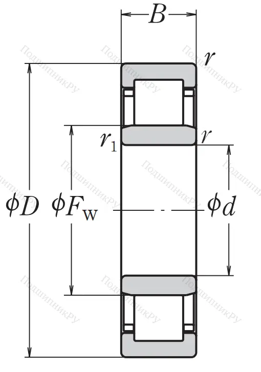 Роликовый цилиндрический подшипник NJ 216 ET