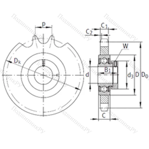 Подшипниковый узел шариковый радиальный KSR 20-B 0-16-10-10-15
