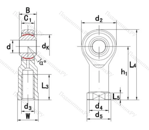 Шарнирная головка с внутренней правой резьбой GIKR 8 PW A в Ижевске