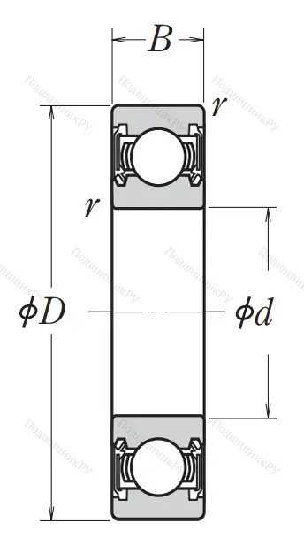 Однорядный шариковый подшипник 6026 DDU
