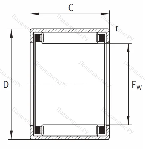 Игольчатый подшипник HK 1012 B от производителя  INA