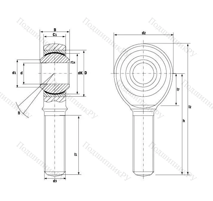 Шарнирная головка с наружной правой резьбой GAKR 12 PW A