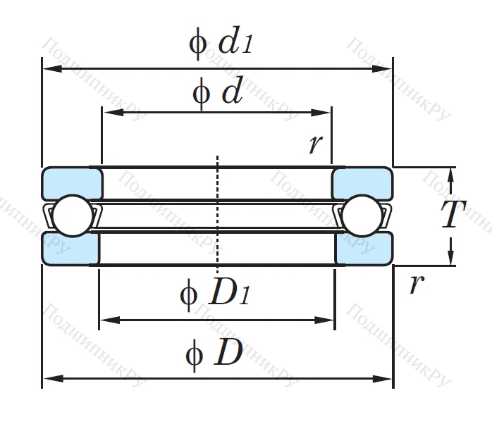 Упорный шариковый подшипник 51107 MG