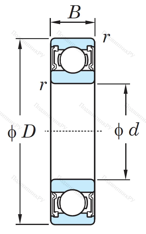 Однорядный шариковый подшипник 6202 2RS CM