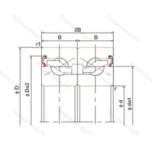Подшипник шариковый упорно-радиальный спаренный 30TAB 06DB-2LR